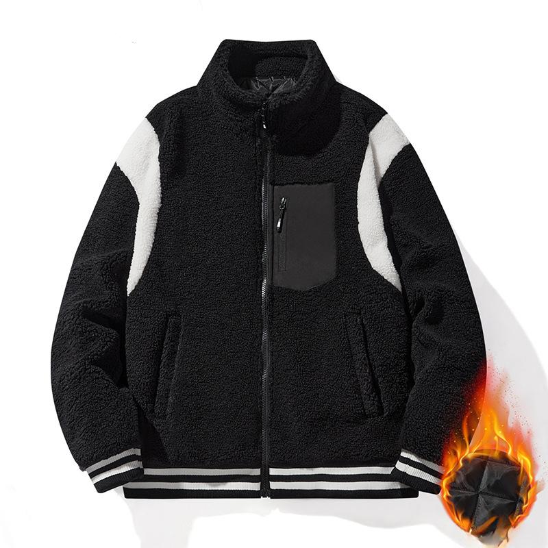 

Куртка из овечьего бархата на зиму Новая мужская куртка из овечьего бархата со стойкой и утолщением 3XL чёрный