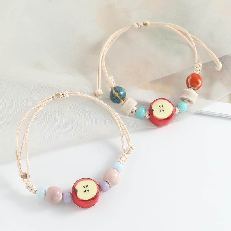 Mori Style Apple Conch Ceramic Beaded Bracelet - Versatile Christmas Ornament for Students