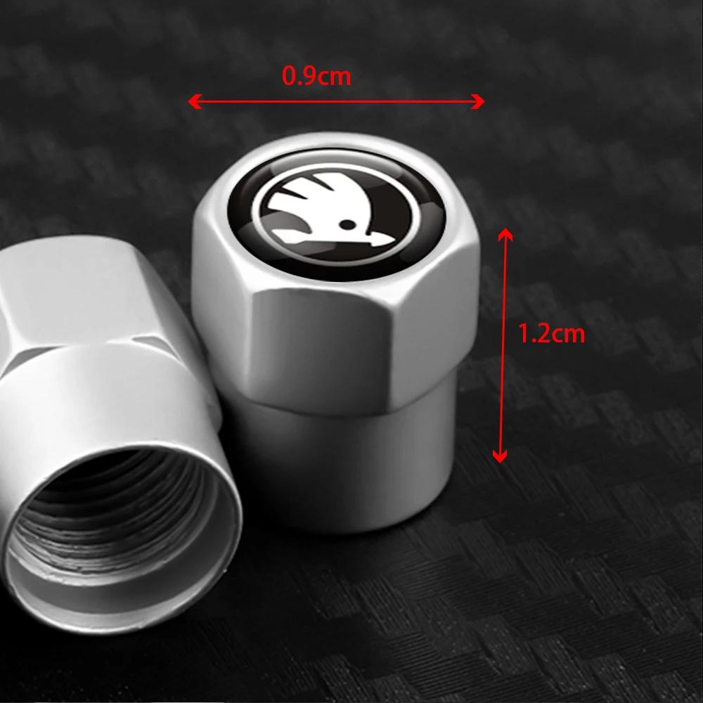 AAABP1 4Pcs Car Accessories Car Tire Valve Cover Wheel Protection Dust Caps For Skoda VRS VII Octavia A2 A5 2 Superb Kodiaq Rapid Fabia