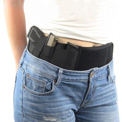 Outdoor Concealed Carry Ultimate Belly Band Holster Gun Pistol Holsters Fits All Pistol (Color: Black)