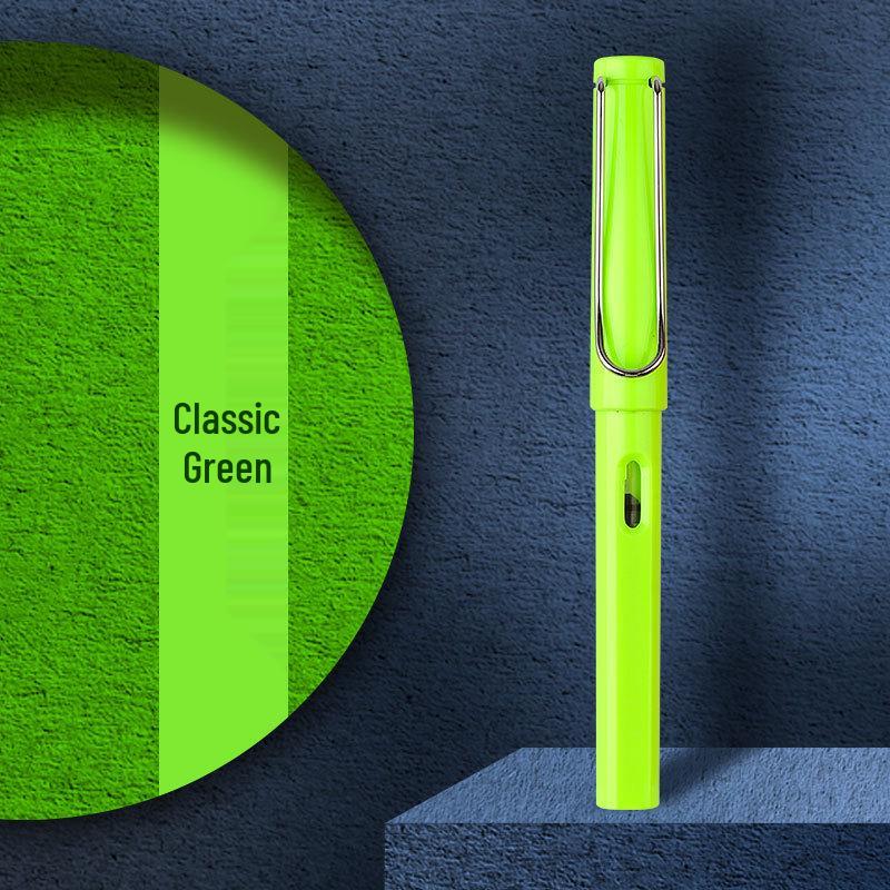 Refillable Ergonomic Fountain Pen for Students - Transparent Colored Plastic Design