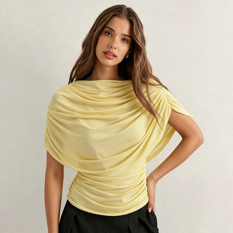 European Style Women's Solid Sleeveless Scarf Collar Top