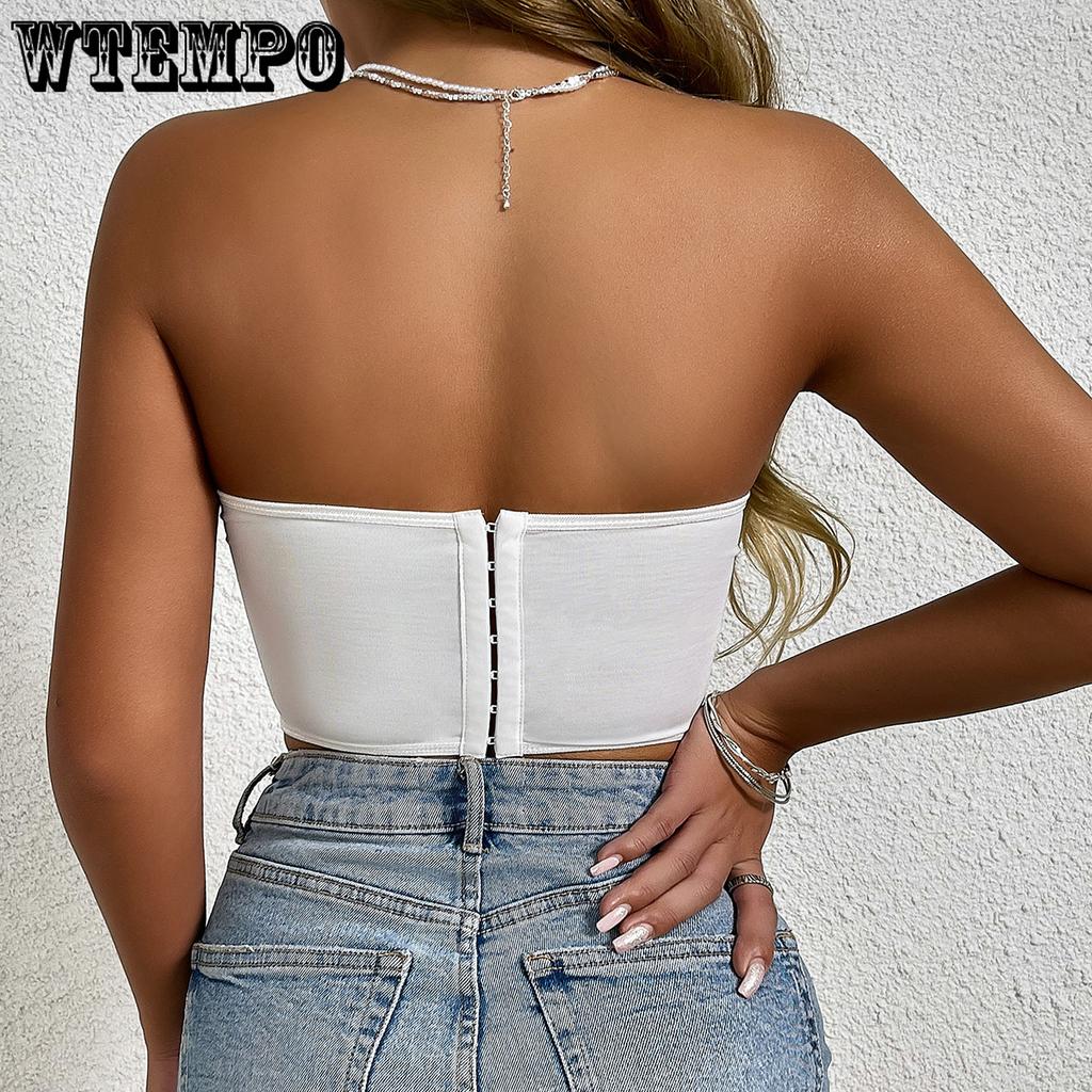 Lace Fragmented Flowers Embroidered Top Trend Have Cash Less  Navel Exposed Breastplate Undergarment Covering The Chest and Abdomen Tops