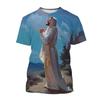 Christian God Jesus T-shirt 3D Printed T Shirt Men Short Sleeves Round Neck Oversized Classic Tee Vintage Women Street Clothing