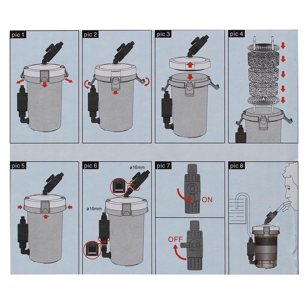 HW-603BL 6W External Canister Filter Table Top Aquarium Fish Tank 400L/h Mini Aquarium External Canister Filter 1Pcs