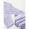 Women's French Romantic Lavender Hollow Knit Sweater