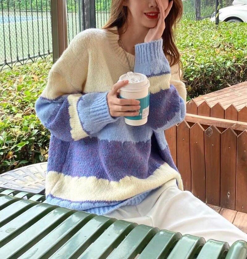 Casual Sweater Women Loose Outwear Pullover 2022 O Neck Long Sleeve Soft Knitwear Women Slouchy Pullover Sweater Female Top