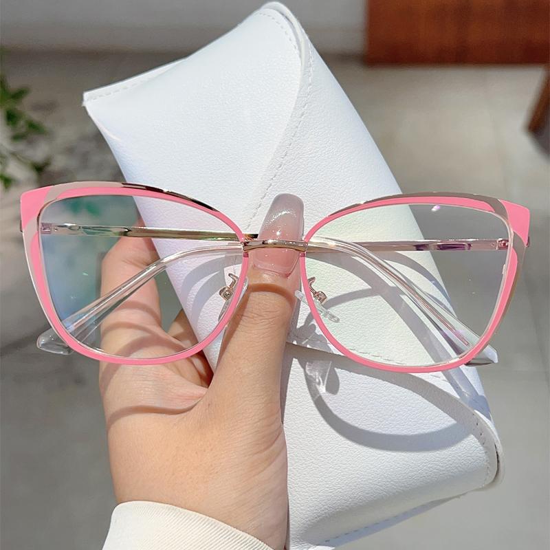 Oversized Cat Eye Glasses Women  New Vintage Design Decorative Eyewear Trendy Fashion Blue Light Blocking Eyeglasses
