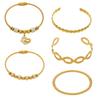 18K Gold-Plated Stainless Steel Geometric Zircon Bracelet Set - European & American Style, Personalized High-Texture Design.