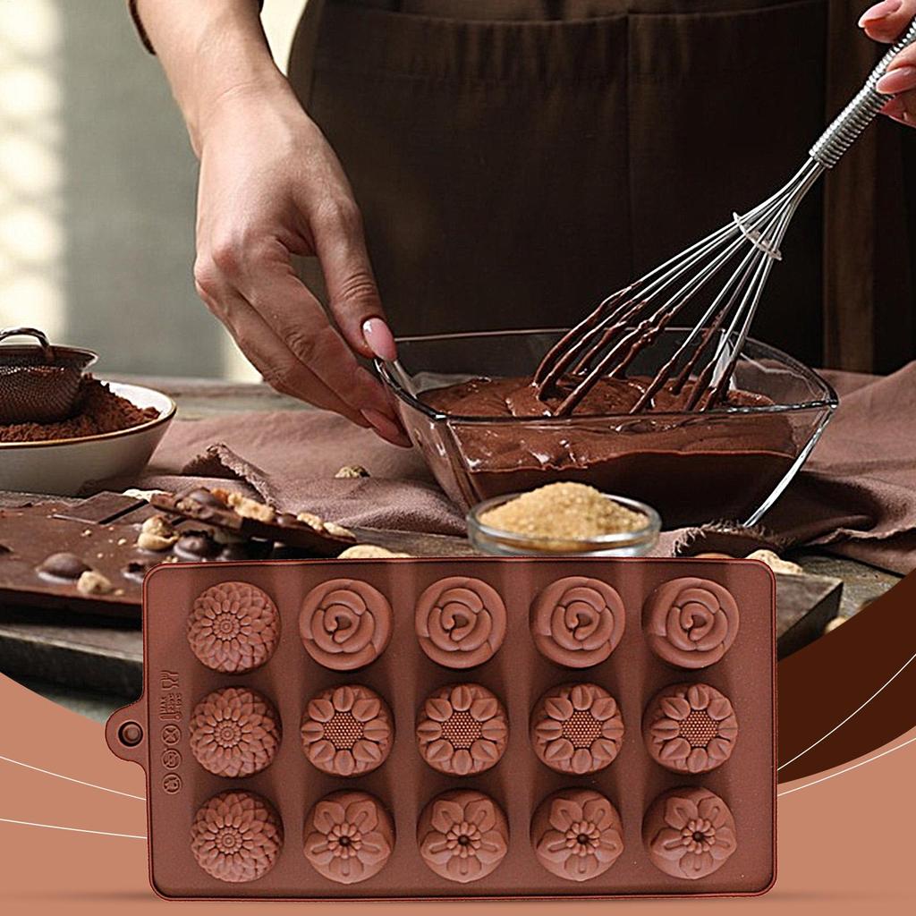 1pc Chocolate Flower Molds Reusable Silicone Cake Chocolate Candy Fondant Mold Durable Candy Mould for Baker Ice Butter