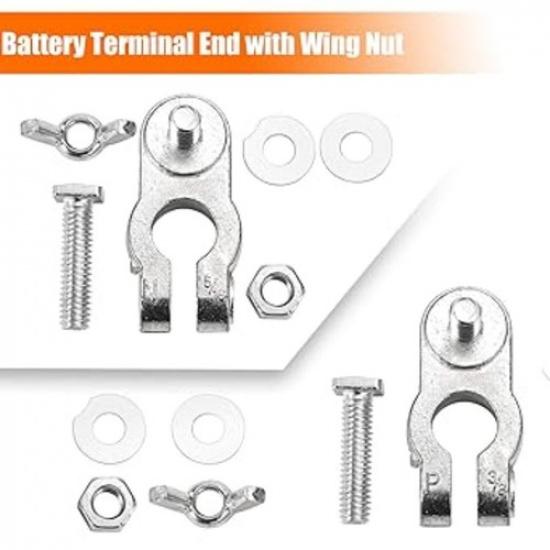 Car Battery Terminal End with Wing Nut Terminal Connectors Zinc-Alloy Clamps
