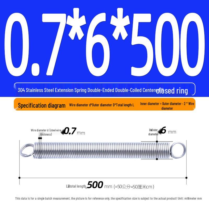 Arc de extensie din oțel inoxidabil 304 de 500 mm cu cârlige deschise și inel cu buclă dublă, personalizabil.