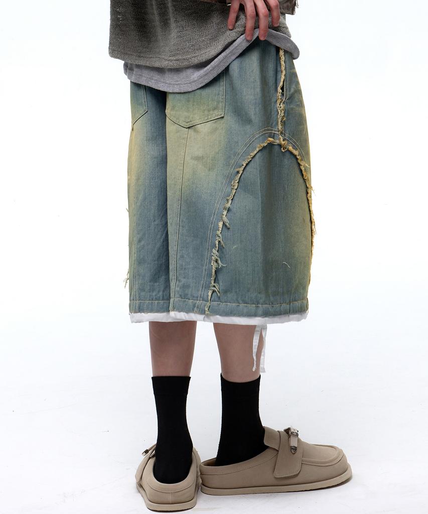Aleseueseussi Incision Washing Denim Bermuda Pants - Light Denim