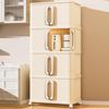 Foldable Sliding Door Cabinet with Wheels - Multi-layer Organizer for Baby Wardrobe or Snack Storage