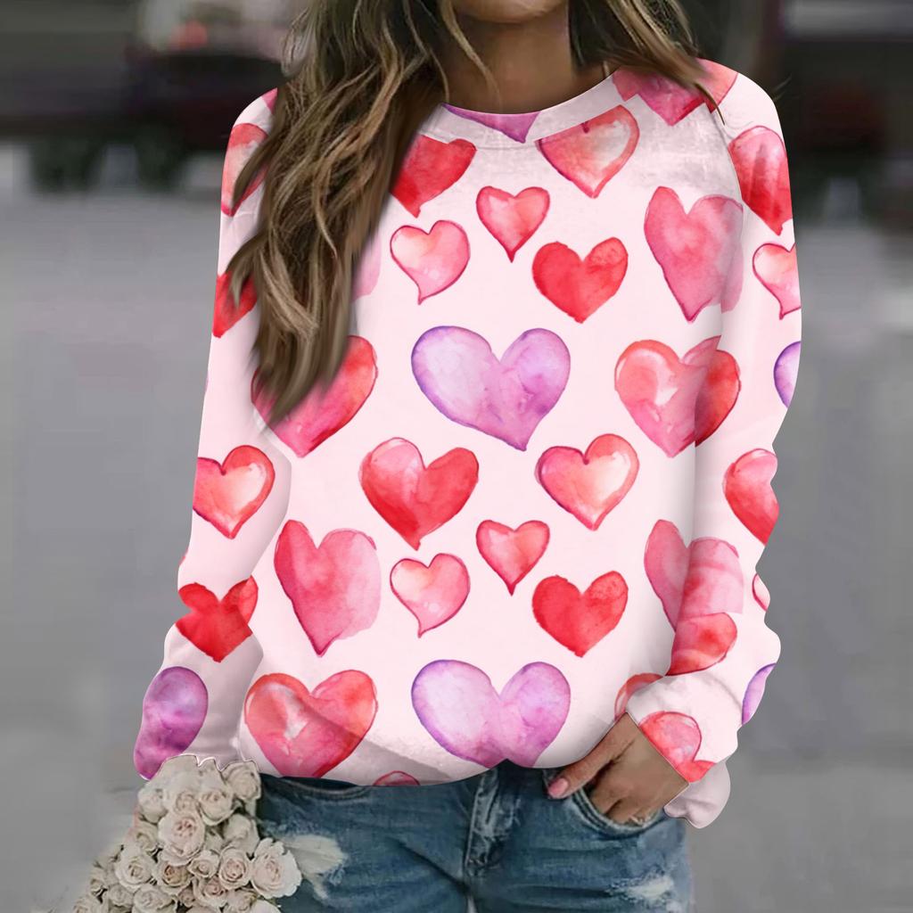 Women's Fashion Casual Long Sleeve  Printed Neck Sweatshirt Top