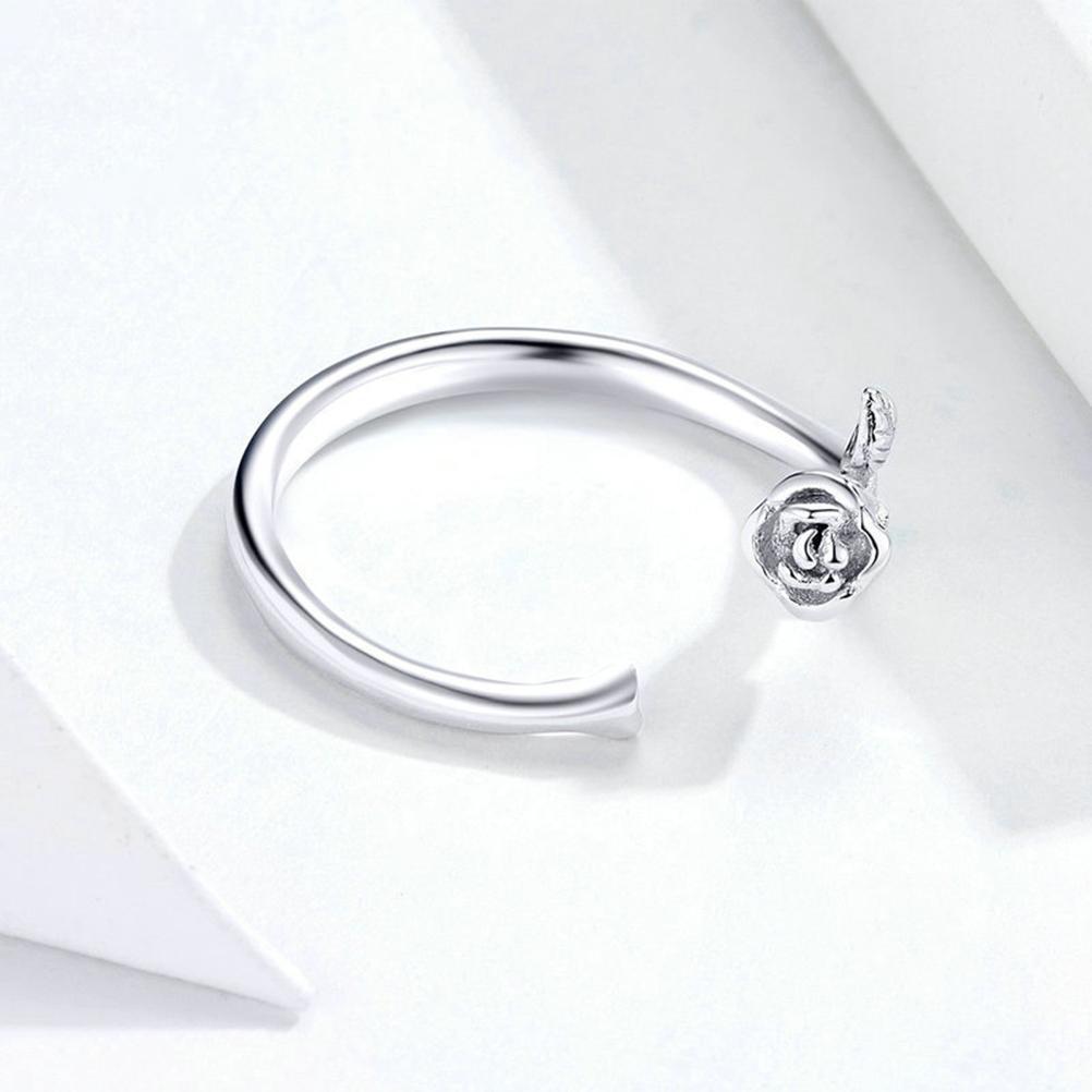 Rose Flower Ring 925 Sterling Silver Open Ring Adjustable Finger Ring for Women Girls Valentine S Day Gift