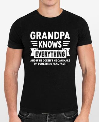 Opa weiß alles T-Shirt Lustiger Großvater Neuheit Slogan Grafik-T-Shirt