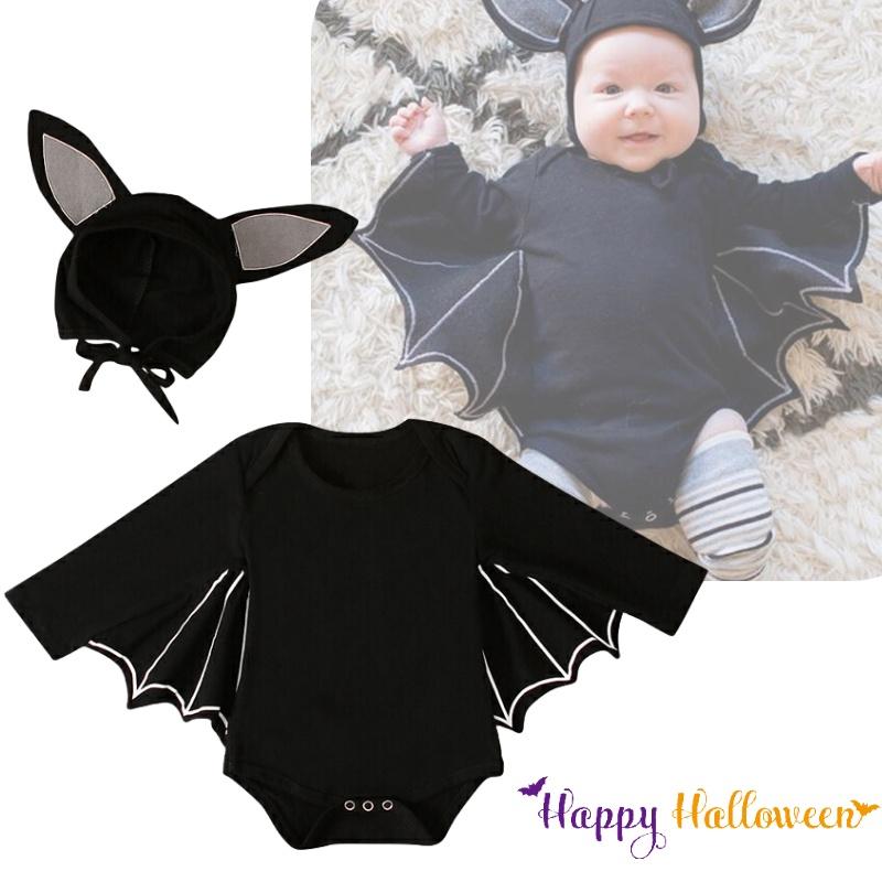 Boys And Girls European And American Style Halloween Batman Hat Long Sleeve Jumpsuit Set