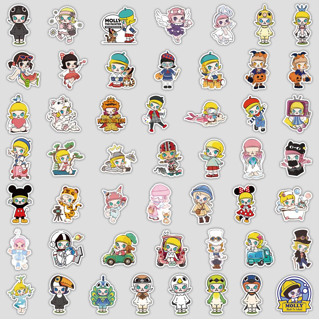 50 Cute Wind Bubble Matte Graffiti Stickers Water Cup Computer Waterproof Decorative Stickers Children's Cute Stickers