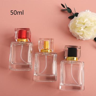 Botella de perfume rellenable de primera calidad de 50 ml, botella de spray vacía transparente de vidrio, botella de cosméticos de viaje de gran capacidad portátil de 50 ml