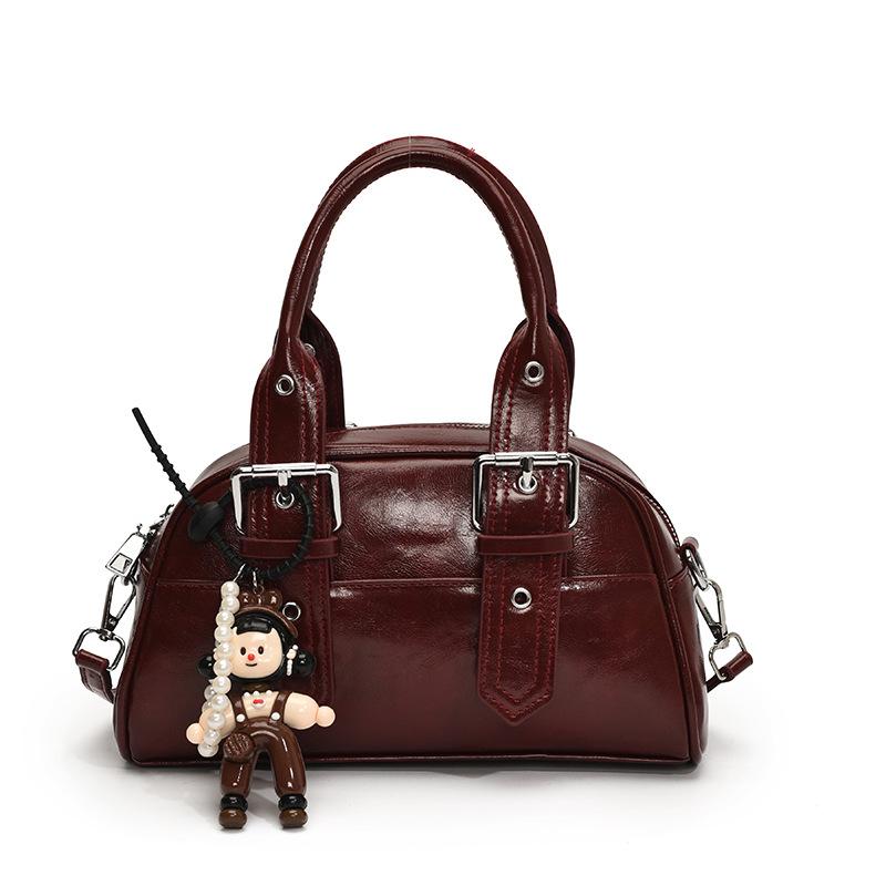 New Product Hot Sale Fashion Locomotive Style Simple Portable Boston Bag Personality Versatile Niche Design Messenger Bag Women