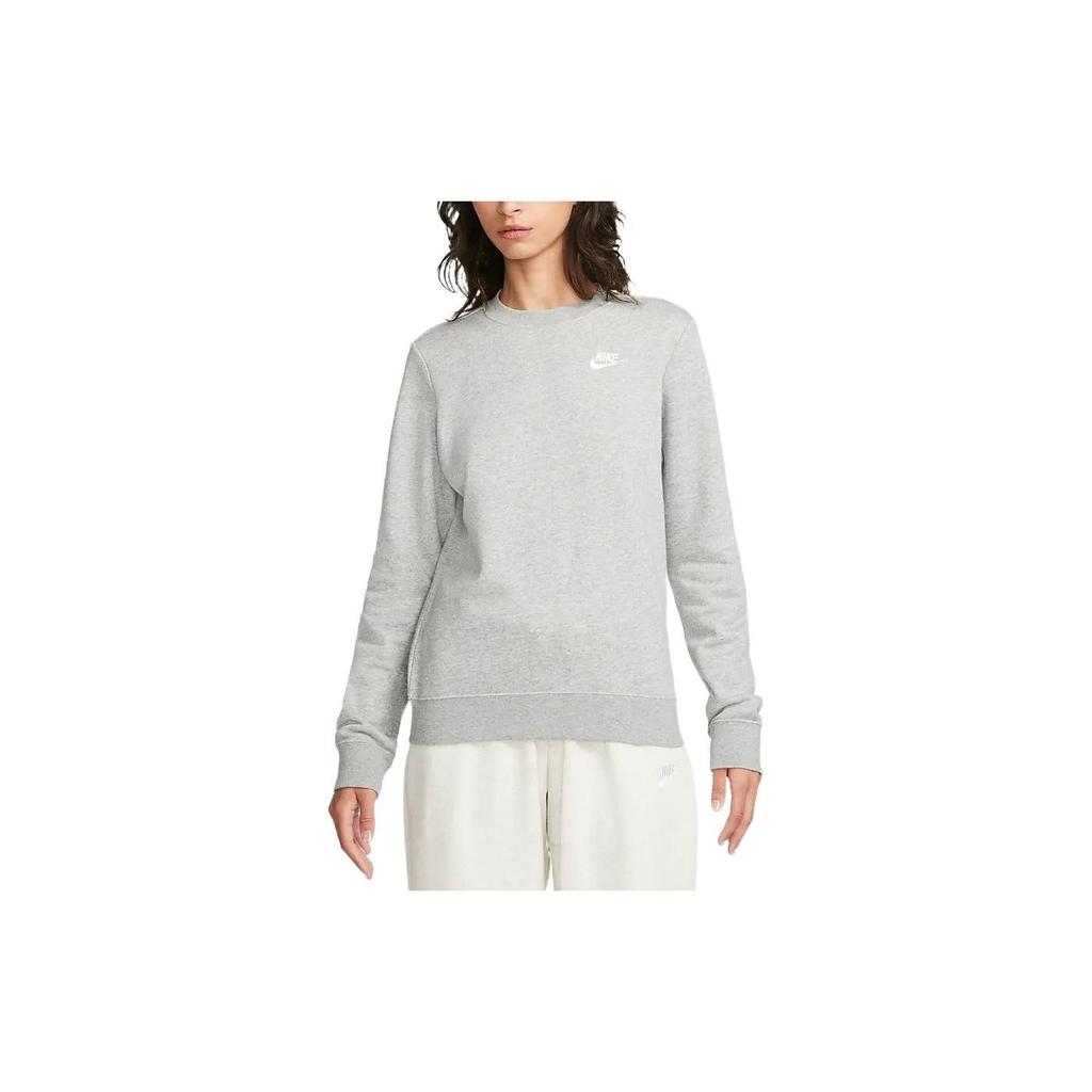 Nike Solid Color Logo Embroidered Crew Neck Sports Long Sleeve Sweatshirt Women Sweatshirt Dark-Gray DQ5474-063