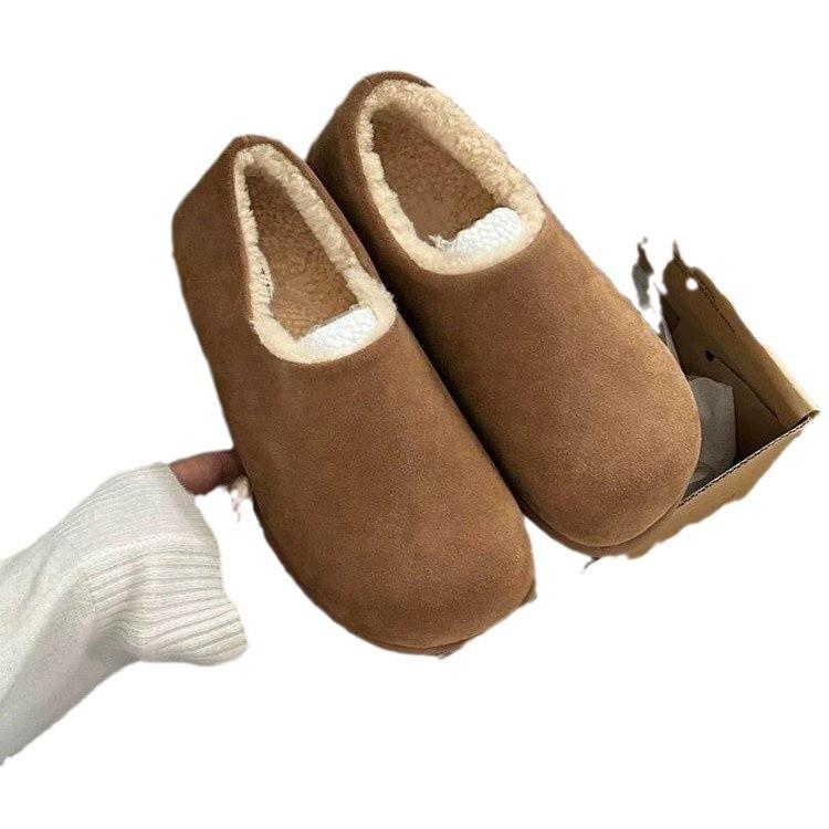 Casual Lazy Wind Fur Integrated Snow Boots Women's 2025 Autumn and Winter New Muller Shoes Small Potatoes One-pedal Shoes Women