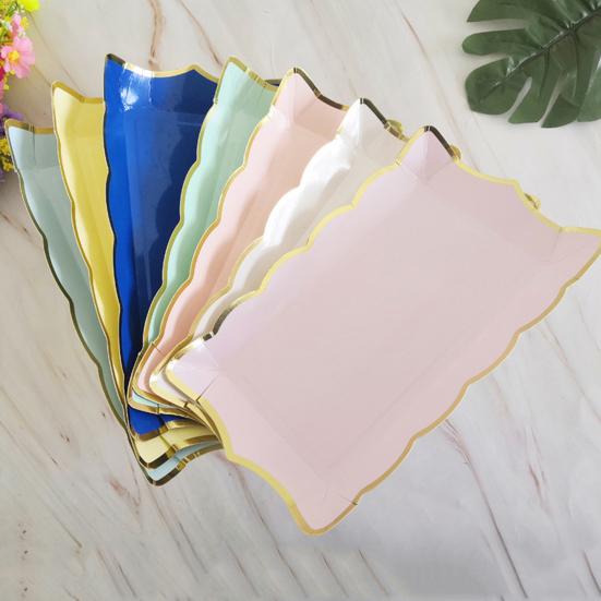 4Pcs/Set Disposable Fruit Plate Multifunctional Large Capacity Colorful Rectangular Disposable Tableware Plate for Picnic
