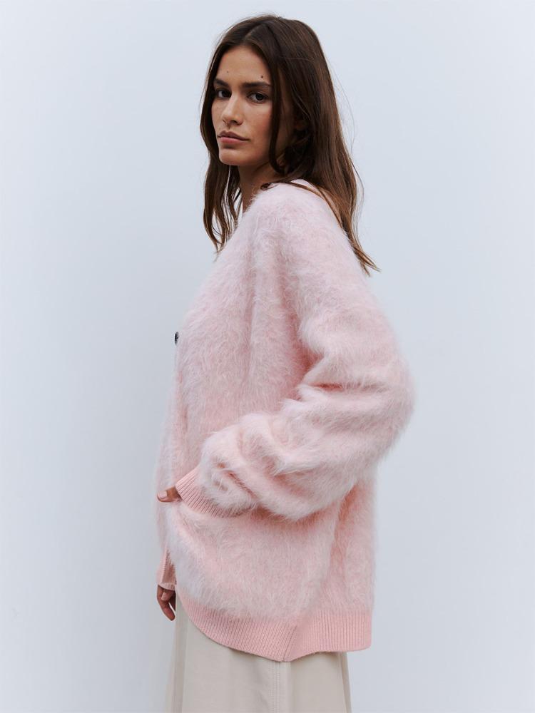 Mink Velvet Sweater Cardigan Women Autumn Winter Lazy Loose Knit Sweater Warm Sweater Cardigan Blend Comfortable Undercoat Long Sleeves Sweater