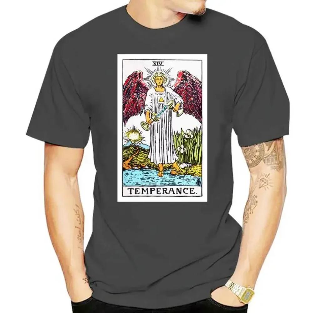 Temperance Tarot Card Art Logo men's (woman's available) t shirt black Cool Casual pride t shirt men Unisex Fashion tshirt