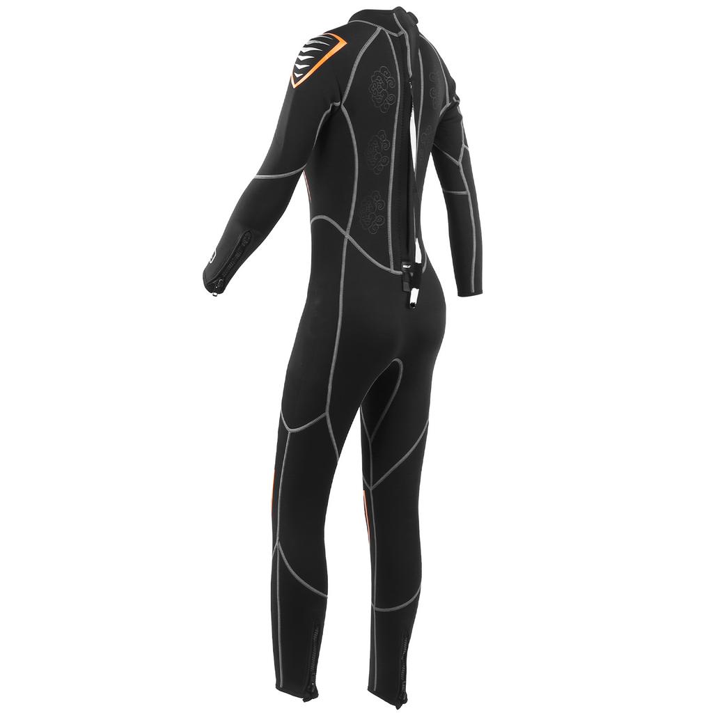 3mm Diving Suit Wetsuit Jumpsuit Long Sleeve Sunscreen Back Zipper Phoenix Pattern L Female