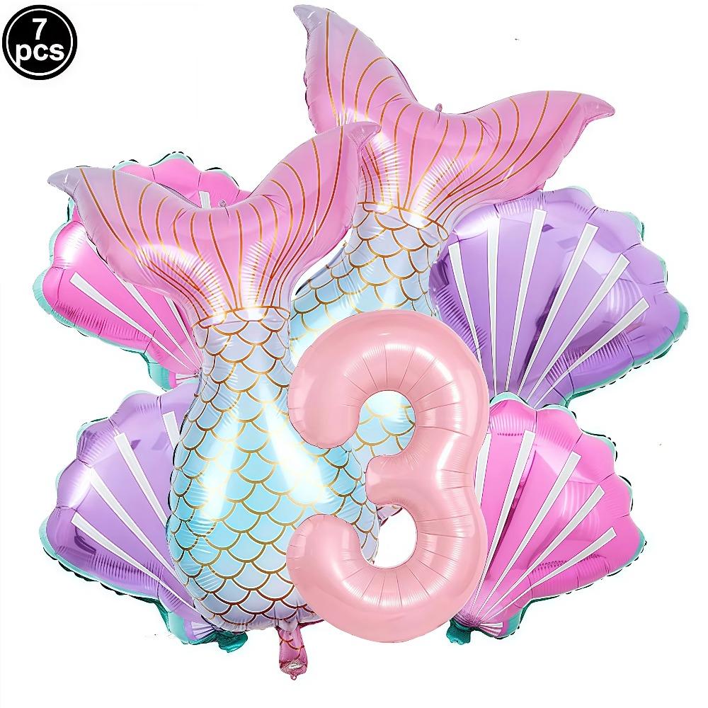 Meerjungfrau Geburtstagsparty Dekorationen Geschirr Teller Tasse Serviette Ballon Hängendes Banner Party Deko Mädchen Mitgebsel Babyparty Zubehör