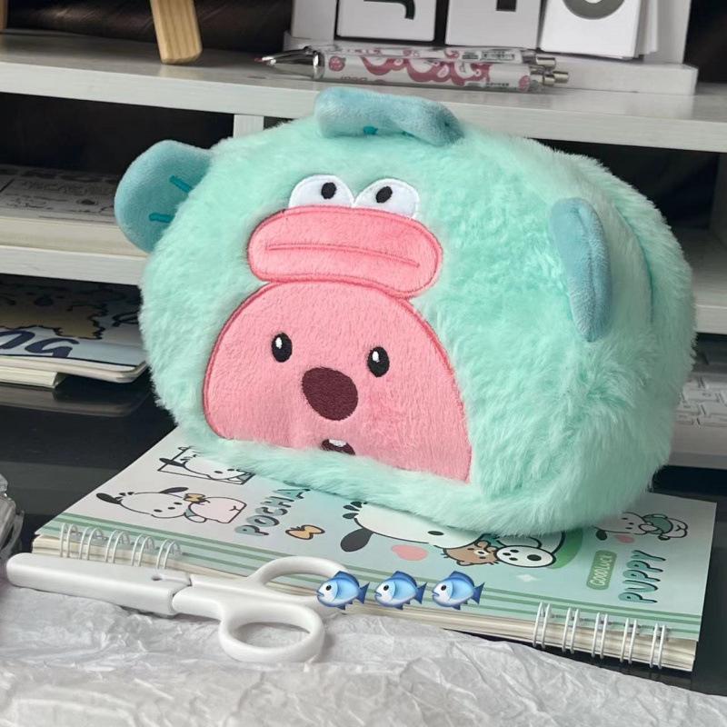 Large Capacity Cute Plush Pacha Dog Pencil Case for Middle School - Japanese Cartoon Girl Design