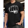 Europäische Größe [Atmungsaktives Baumwoll-Grafik-T-Shirt] Atmungsaktives Baumwoll-Grafik-T-Shirt mit Faust für Herren - Lässiges & Sportliches Kurzarm-T-Shirt, Maschinenwaschbar