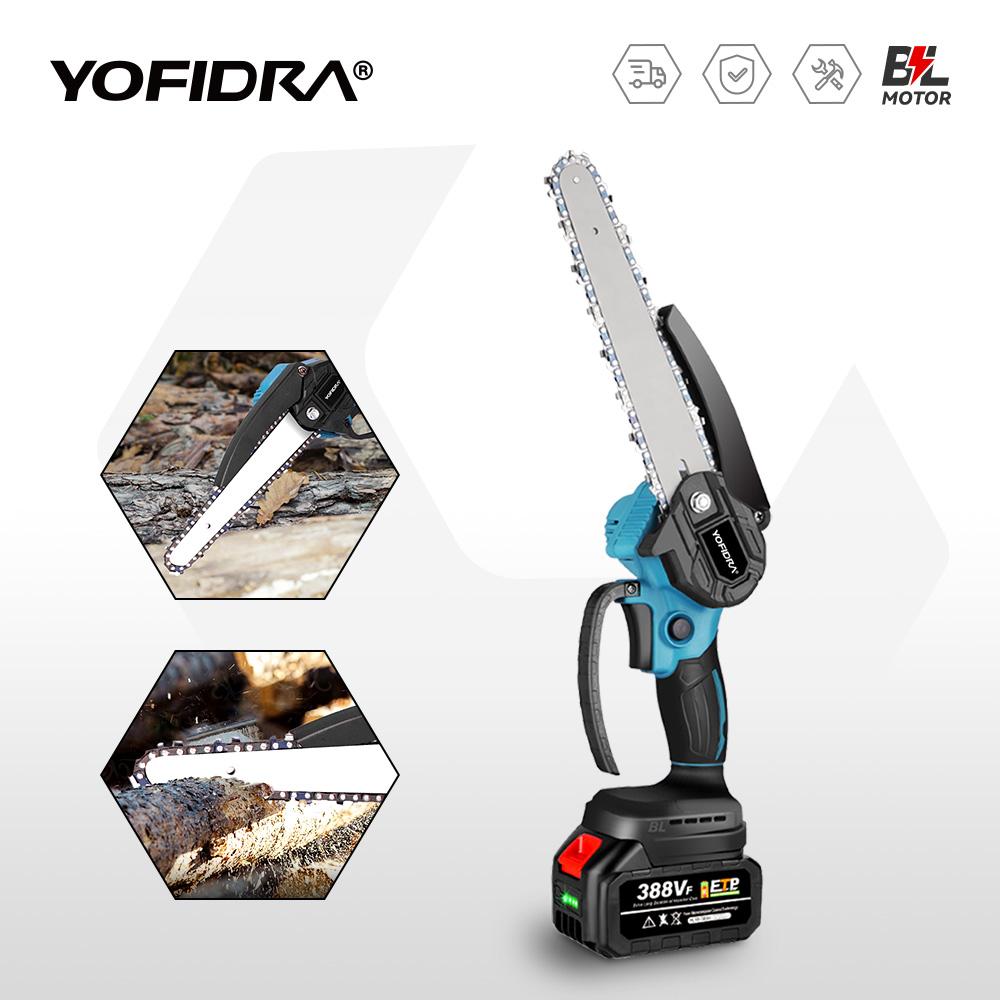 Yofidra Bürstenlose Kettensäge 8 Zoll Handgehalten Akku Astsäge Wiederaufladbares Astholz Elektrowerkzeug Für Makita 18V Akku Stift
