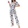 Women's Sleepwear, Short Sleeved Pants, Comfortable Heart Printed Casual Home Suit Set, Sleepwear Suitable For Women To Wear Outside