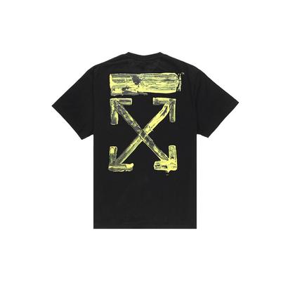 Spritzerfarbe Pfeil Lockeres Kurzarm-T-Shirt Herren Tops Gelb Schwarz OMAA038F191850101060