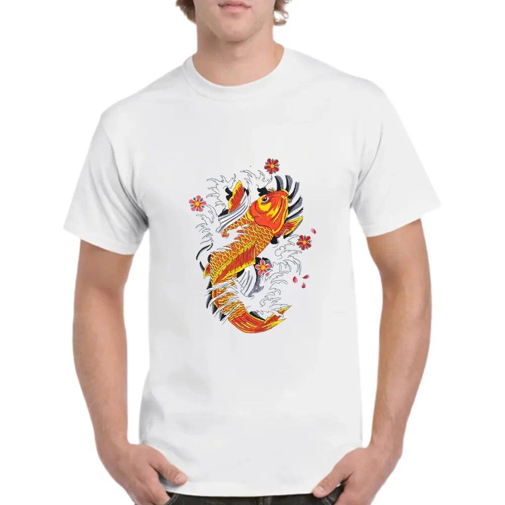2023 Sommer-Paar-Rundhalsausschnitt, kurzärmeliges Herren- und Damenoberteil, lockerer Koi-Aufdruck, bequemes, schnell trocknendes T-Shirt mit Rundhalsausschnitt