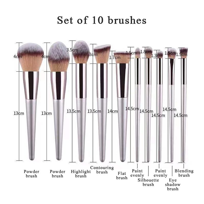 10/14 Pcs Champagne Gold Makeup Brushes Complete Set Of Foundation Loose Powder Blush Concealer Eye Shadow Professional Set