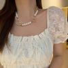 Collana a Clavicola con Nappa di Perle e Farfalla in Stile Coreano