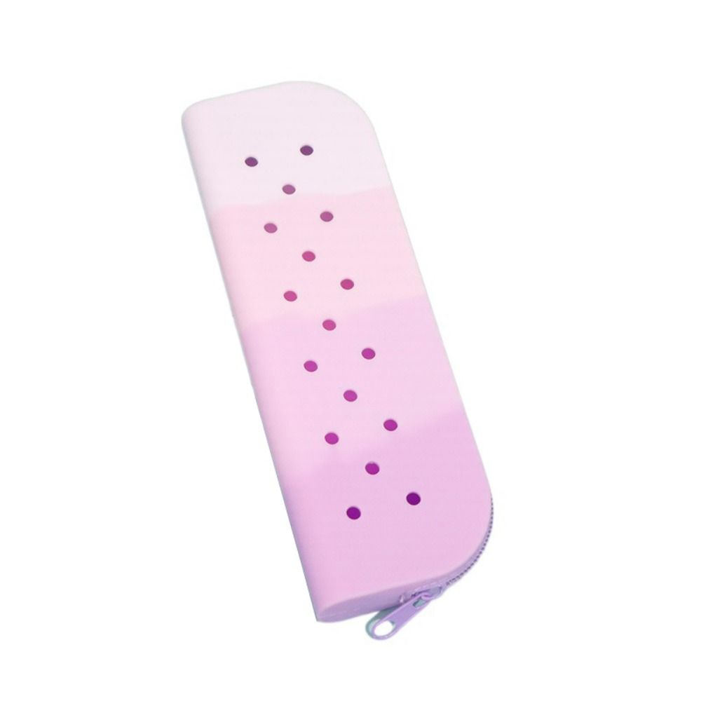 Breathable Holes Silicone Pencil Case Zipper Large Capacity Stationery Storage Bag Portable Waterproof Makeup Organizer Cosmetic
