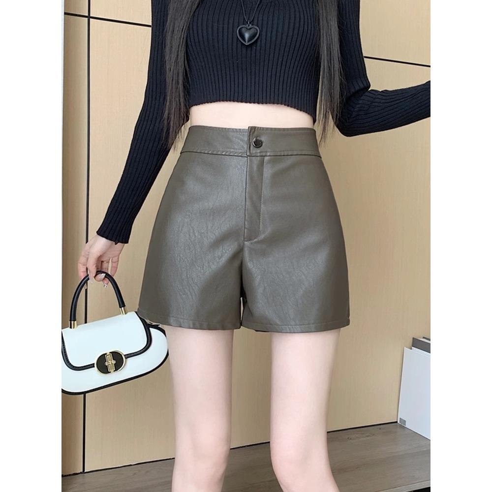 

2023 Женские шорты из ПУ кожи с завышенной талией, утягивающие - Сексуальные черные леггинсы для миниатюрных XL серый