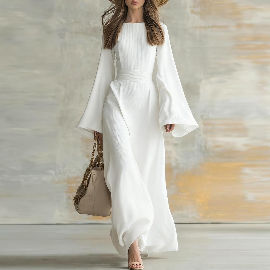 Damen Modisches Langarm Elegantes Kleid