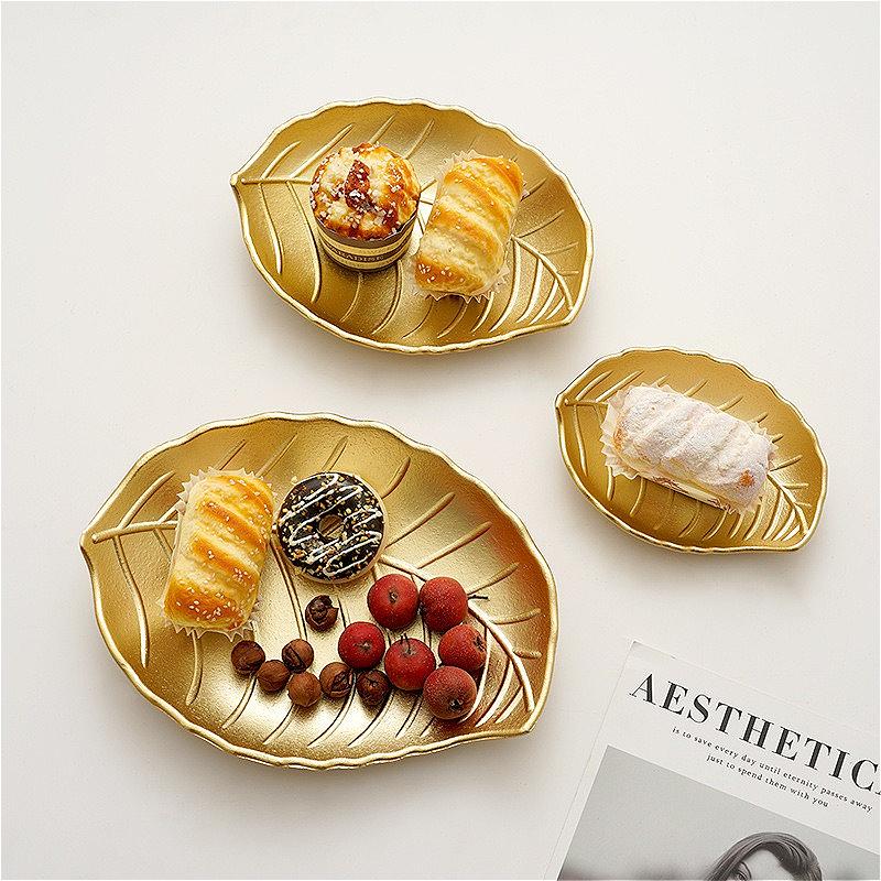 INS Nordic Gold-Toned Candy Snack Tray, Creative Serving Plate for Living Room Dining Table Decor