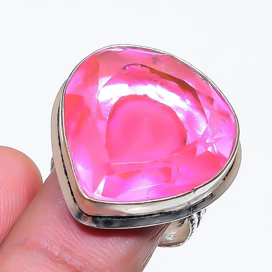 Natural Pink Kunzite Gemstone 925 Sterling Silver Jewelry Ring Size 8 AR-18751