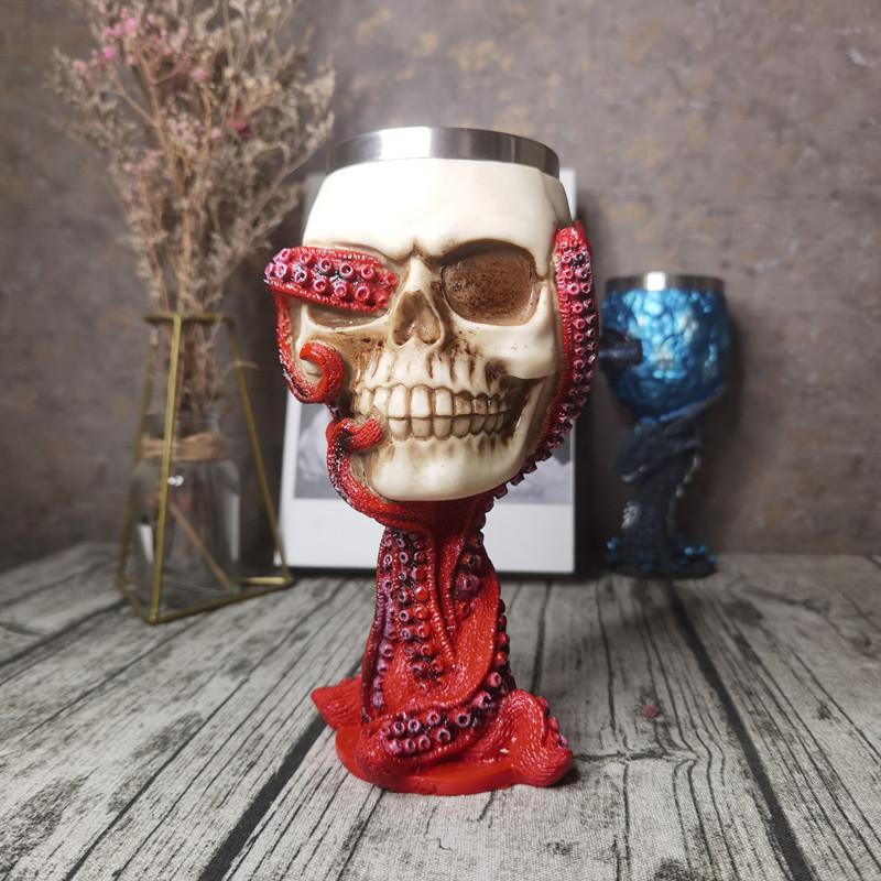 Skull Octopus Stainless Steel Mug Gothic Whiskey Beer Cup for Halloween Bar Club Party Personalized Home Drinkware Holiday Gift