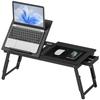 Bed Table, Foldable Adjustable, Bamboo Laptop Tray, Tilting Surface, 83.5 X 33 X 34 Cm, Black