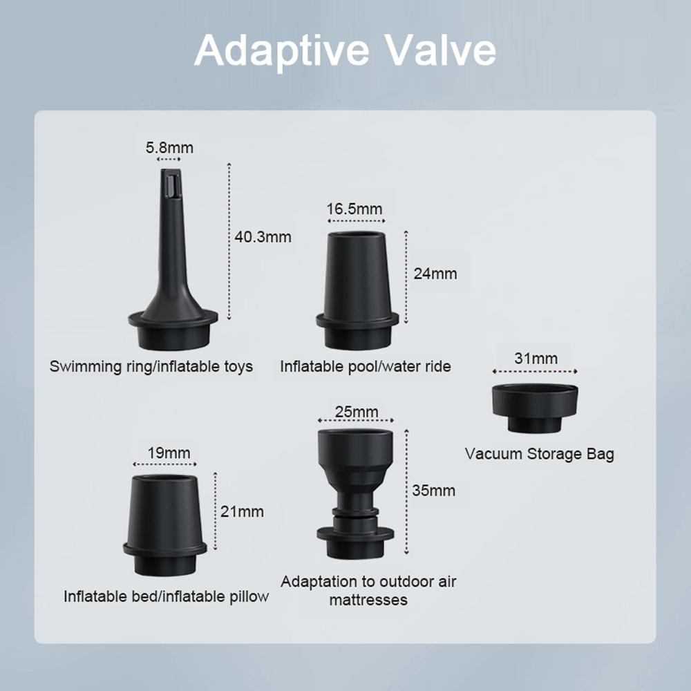 Cordless Air Pump Portable Electric Air Inflation Deflation Pump with 5 Nozzles LED Light for Inflation Pool Air