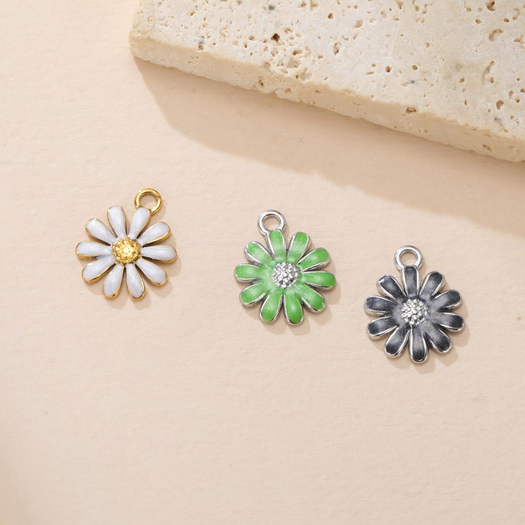 1pc Enamel Flower Charms for Jewelry Making Stainless Steel Gold Pendant for Earring Necklace Bracelet Accessories