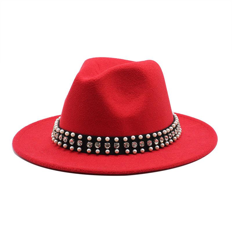 Woolen Rose Topper Hat Dame Hat Flat Brim Hat